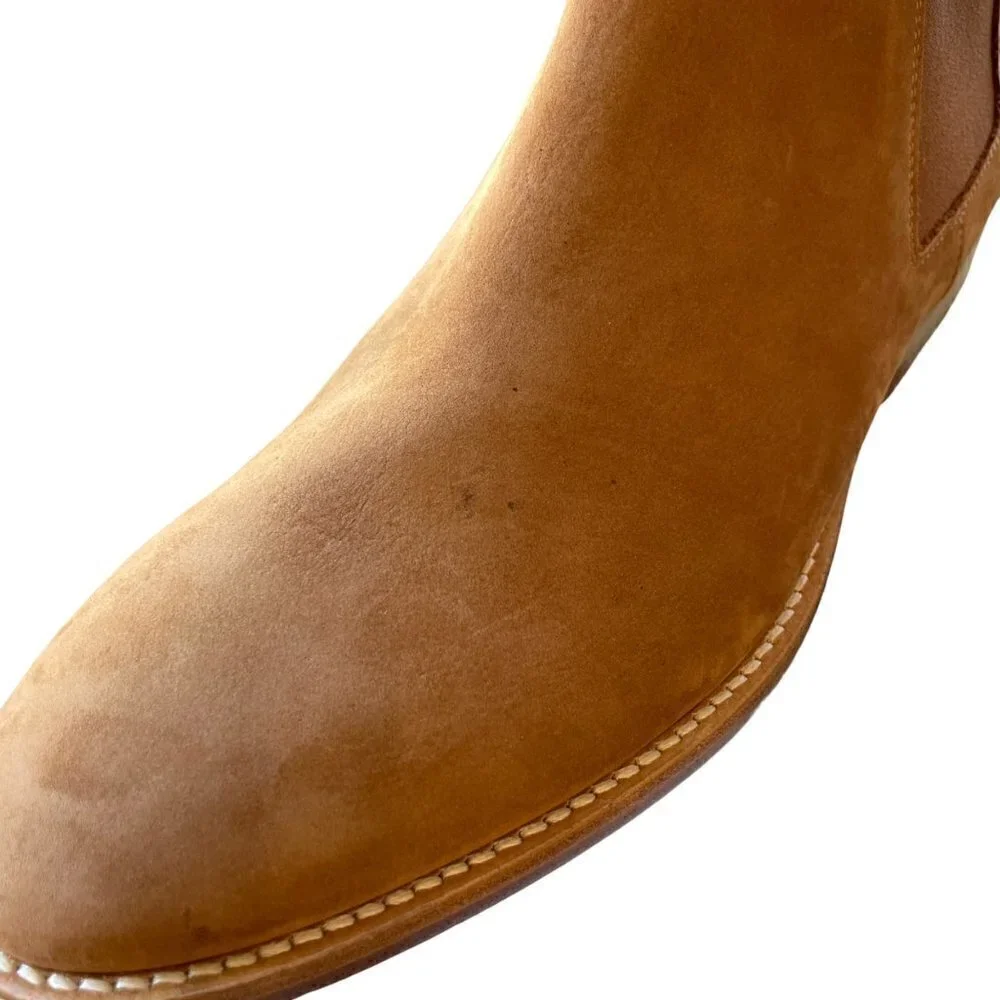 Jenni Kayne Italian Suede Slip On Chelsea Ankle Boots Walnut Size 11